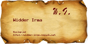 Widder Irma névjegykártya